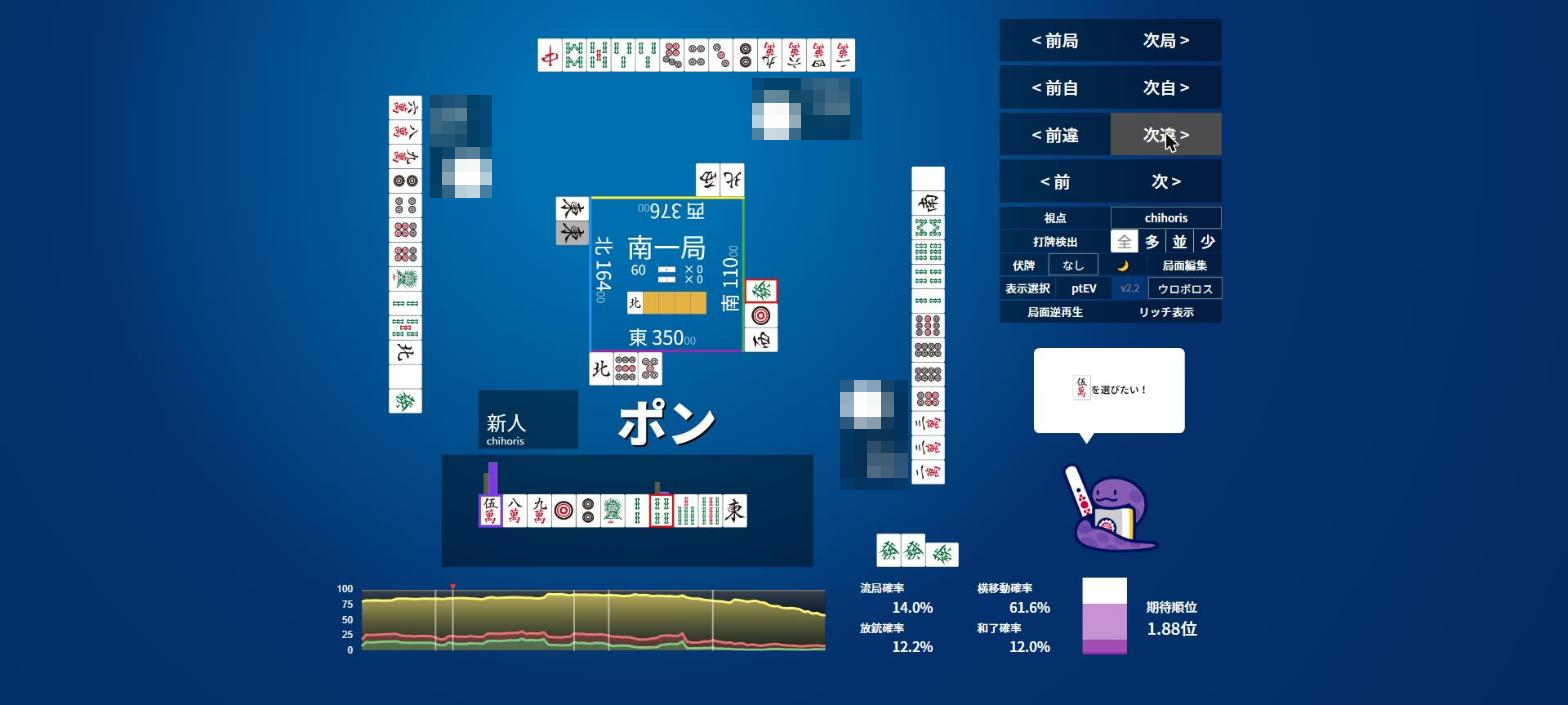 NAGA：南1局、發ポン後は5m